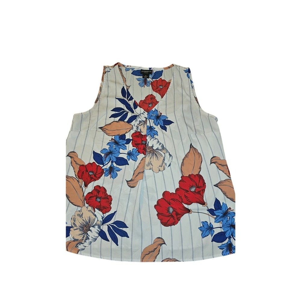 Liz Claiborne floral Petite large polyester tank top blouse‎